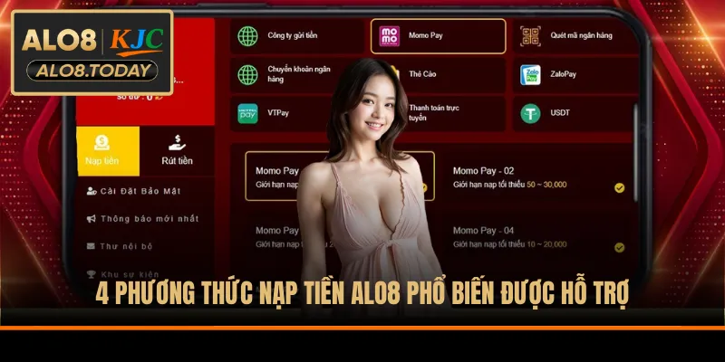 4 phương thức nạp tiền ALO8 phổ biến được hỗ trợ
