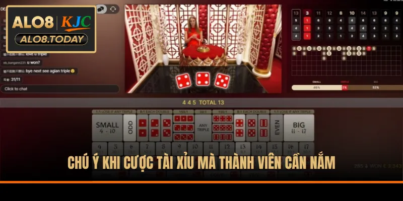 Chú ý khi cược tài xỉu mà thành viên cần nắm